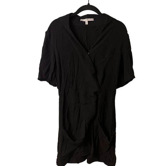 & Other Stories Black Short Sleeves Wrap Mini Dress Sz 8 - Picture 1 of 8